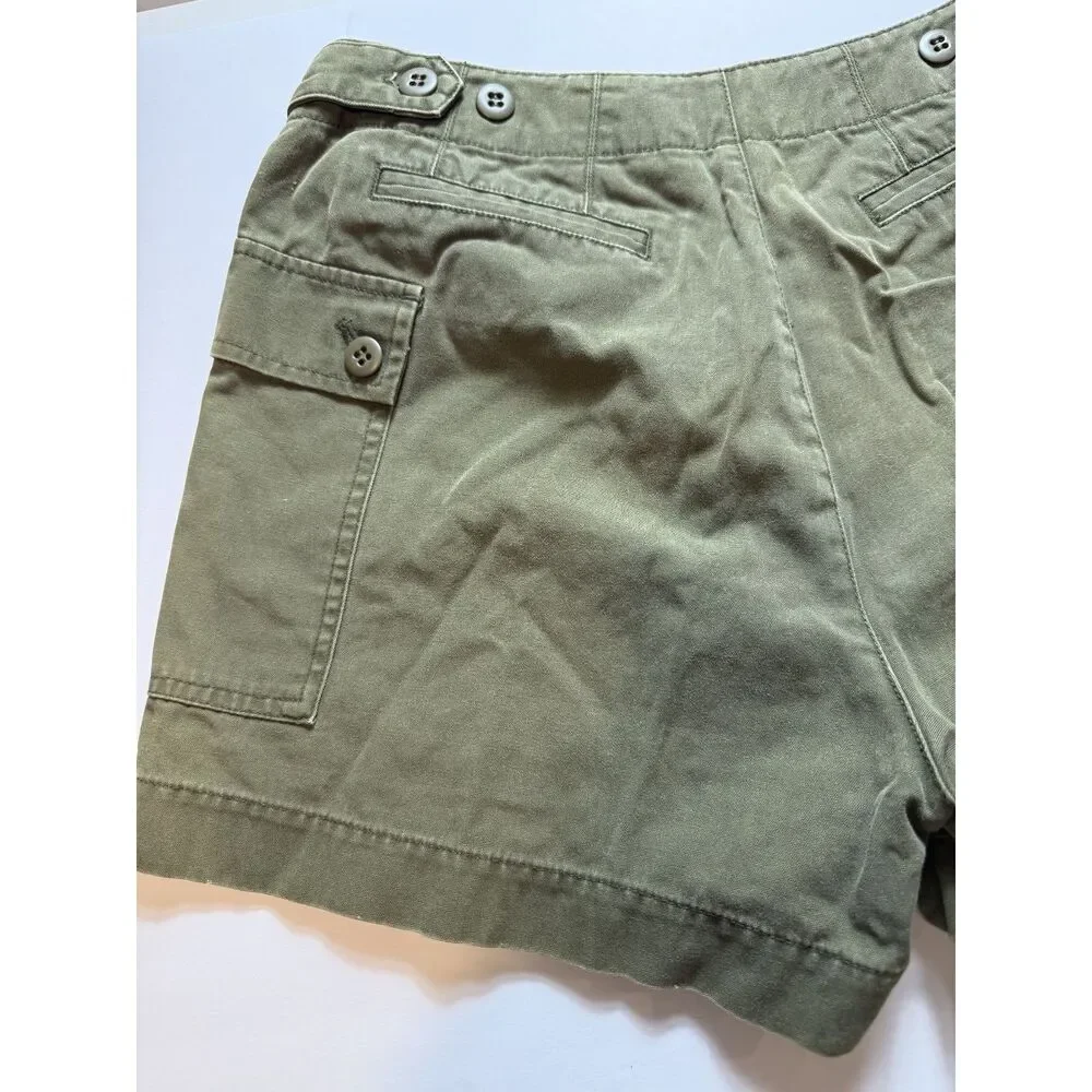 J.Crew Factory Olive Green Utility Cargo Shorts Women's Size 4 Button Fly